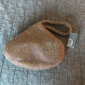 Jessica McClintock Staci mesh pouch clutch pink